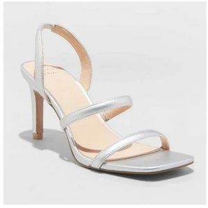 Women's Nala Pumps Square Toe - A New Day™ Silver 10